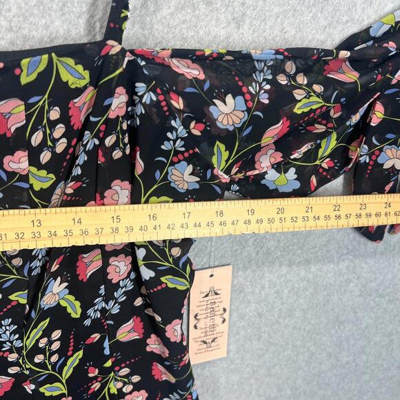 Nanette Lepore Violet Very Back Floral Print Off Shoulder Dress Womens 12 NWT - Picture 5 of 9
